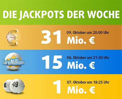 Übersicht der Lotto-Jackpots der Kalenderwoche 41