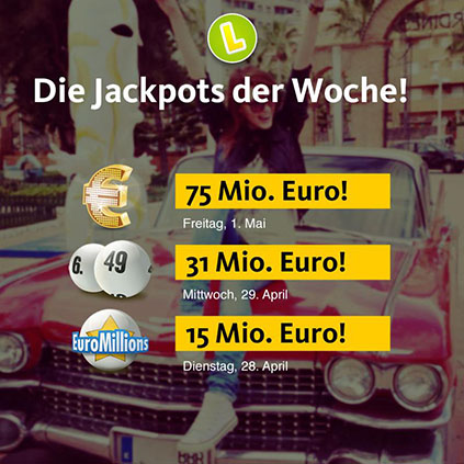 Übersicht der Lotto-Jackpots der Kalenderwoche 18